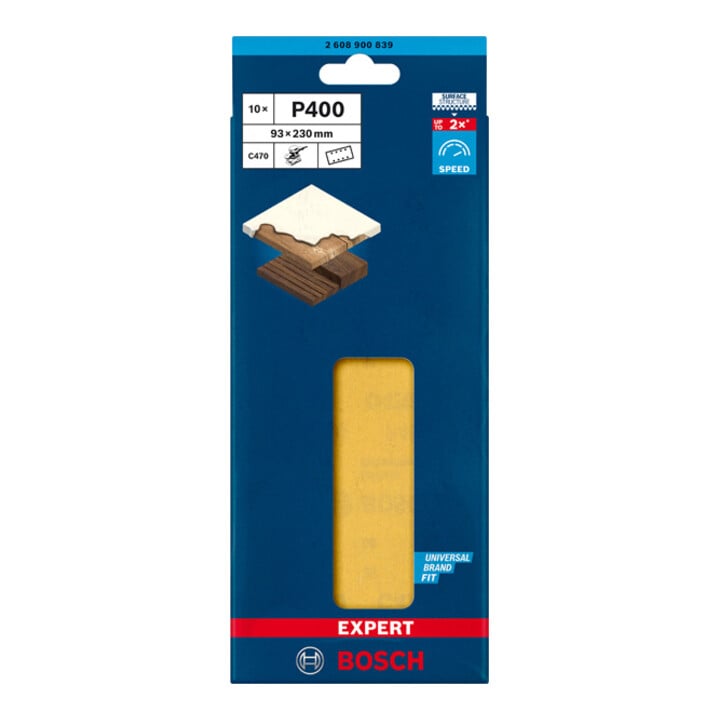 Bosch Expert C470 Papier abrasif pour ponceuse orbitale, 93 x 230 mm, G 400