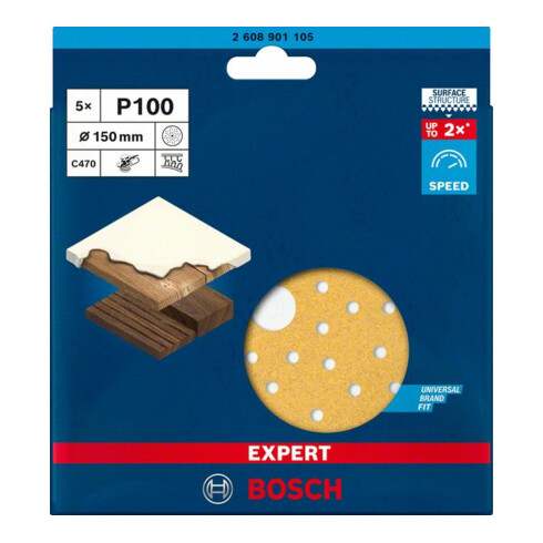 Papier abrasif pour ponceuse excentrique, multi-trous Bosch Expert C470