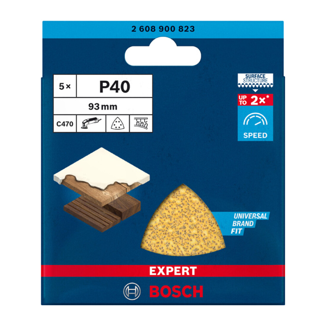 Bosch Expert C470 Papier de verre pour ponceuse Delta, 93 mm, G 40