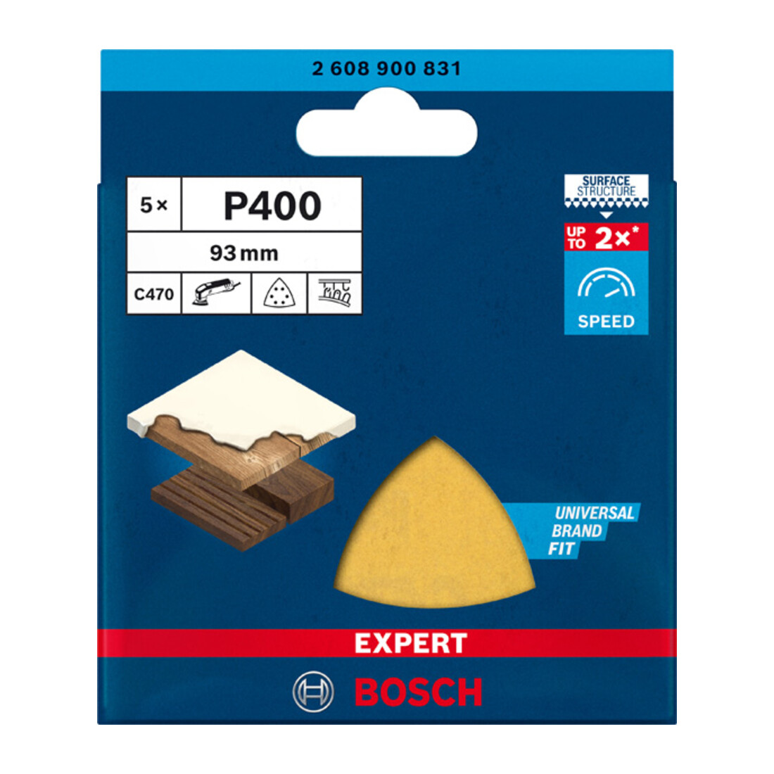 Bosch Expert C470 Papier de verre pour ponceuse Delta, 93 mm, G 400
