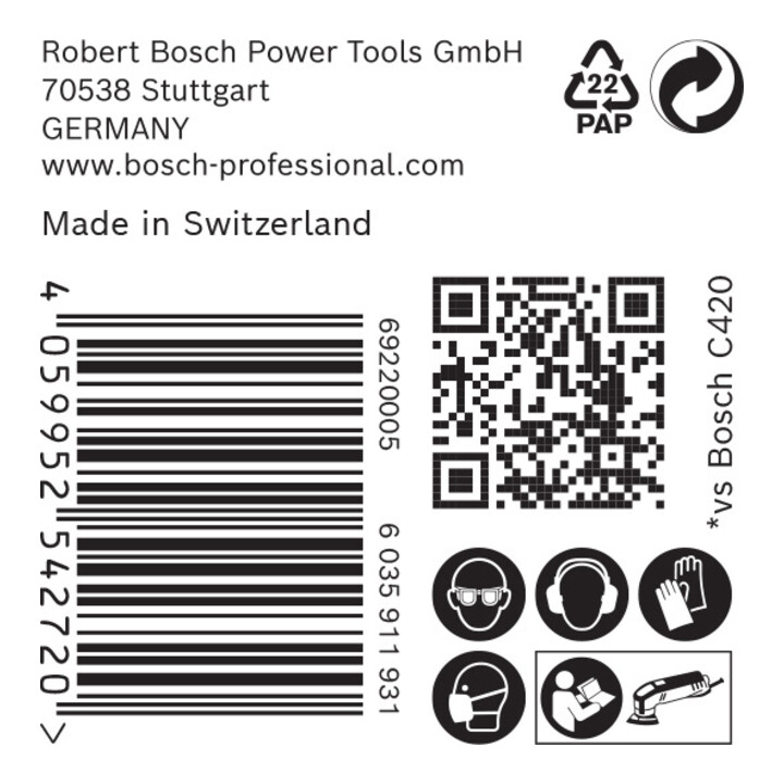 Bosch Expert C470 Papier de verre pour ponceuse Delta, 93 mm, G 400
