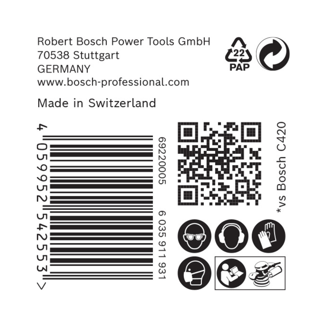 Bosch Expert C470 papier de verre pour ponceuse orbitale aléatoire, 150 mm, 6 trous, G 40