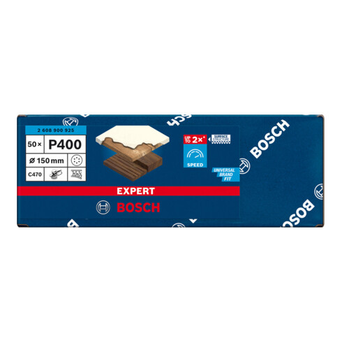 Bosch Expert C470 papier de verre pour ponceuse orbitale aléatoire, 150 mm, 6 trous, G 400
