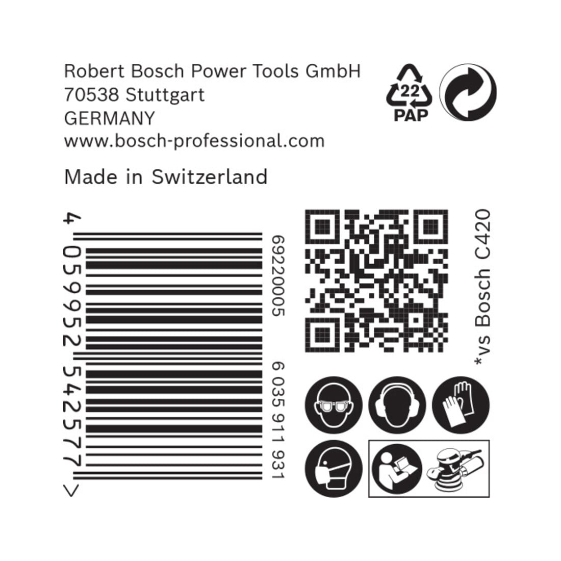 Bosch Expert C470 papier de verre pour ponceuse orbitale aléatoire, 150 mm, 6 trous, G 80
