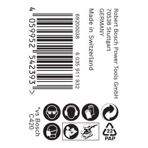 Bosch Expert C470 Rouleau de papier de verre pour ponçage à la main, 115 mm, 5 m, G 240
