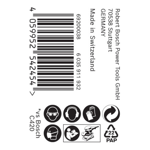Bosch Expert C470 Rouleau de papier de verre pour ponçage à la main, 93 mm, 5 m, G 240