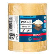 Bosch Expert C470 Rouleau de papier de verre pour ponçage à la main, 93 mm, 5 m, G 80-2