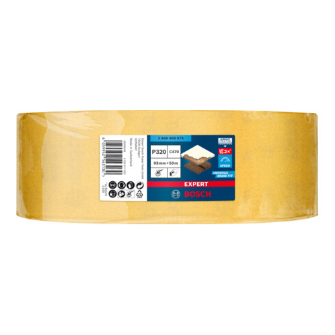 Bosch Expert C470 Rouleau de papier de verre pour ponçage à la main, 93 mm x 50 m, G 320