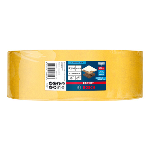 Bosch Expert C470 Rouleau de papier de verre pour ponçage manuel, 93 mm x 50 m, G 240