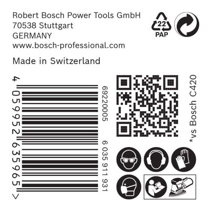 Bosch EXPERT C470 Schleifpapier, 102 x 62/93 mm, K 40