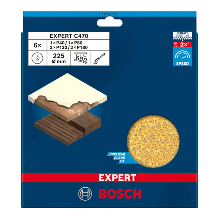 Bosch EXPERT C470 Schleifpapier, 225 mm, G 40/80/120/180