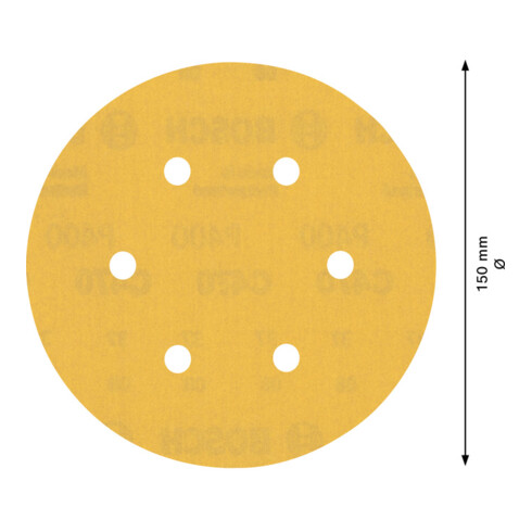 Bosch Expert C470 Schleifpapier für Exzenterschleifer, 150 mm, 6 Löcher, G 400