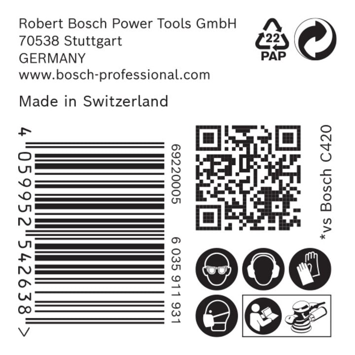 Bosch Expert C470 Schleifpapier für Exzenterschleifer, 150 mm, 6 Löcher, G 400