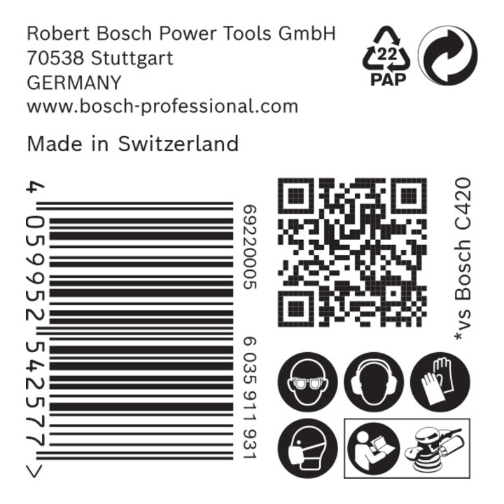 Bosch Expert C470 Schleifpapier für Exzenterschleifer, 150 mm, 6 Löcher, G 80
