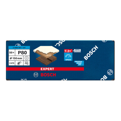 Bosch EXPERT C470 Schleifpapier Mehrloc für Exzenterschleifer 150mm G 80 5-tlg. für Exzenterschleifer