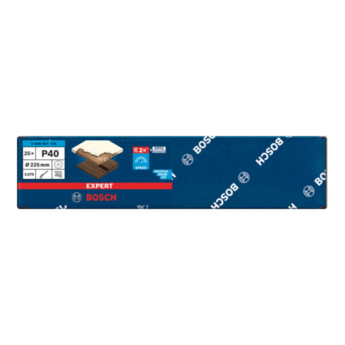 Bosch EXPERT C470 Schleifpapier mit 19 Löcher für Trockenbauschleifer 225mm G 40 25-tlg. für Trockenbauschleifer