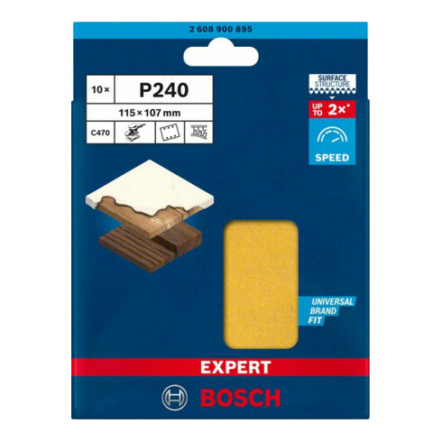 Bosch EXPERT C470 Schleifpapier mit 6 Löcher für Schwingschleifer 115 x 107mm G 240 10-tlg. für Exzenterschleifer