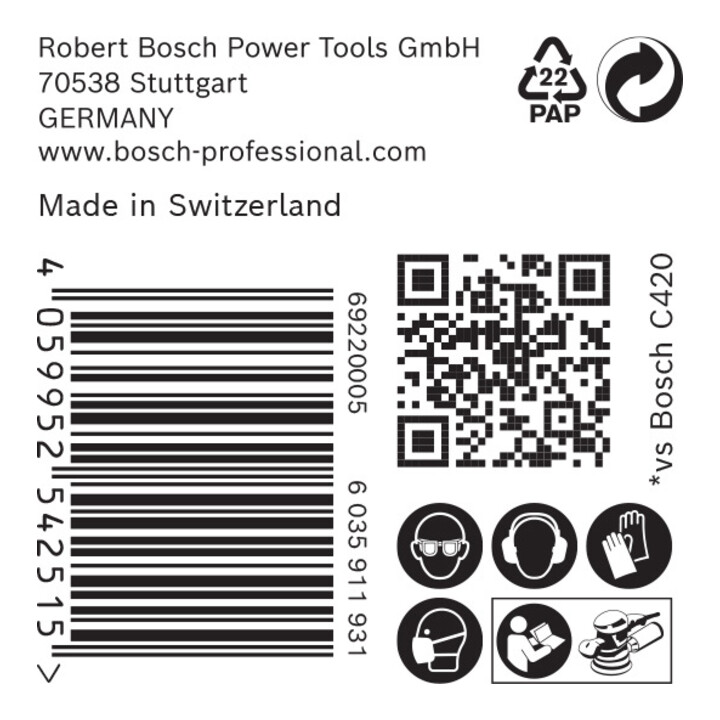 Bosch EXPERT C470 Schleifpapier mit 8 Löcher für Exzenterschleifer 125mm G 180 5-tlg. für Exzenterschleifer