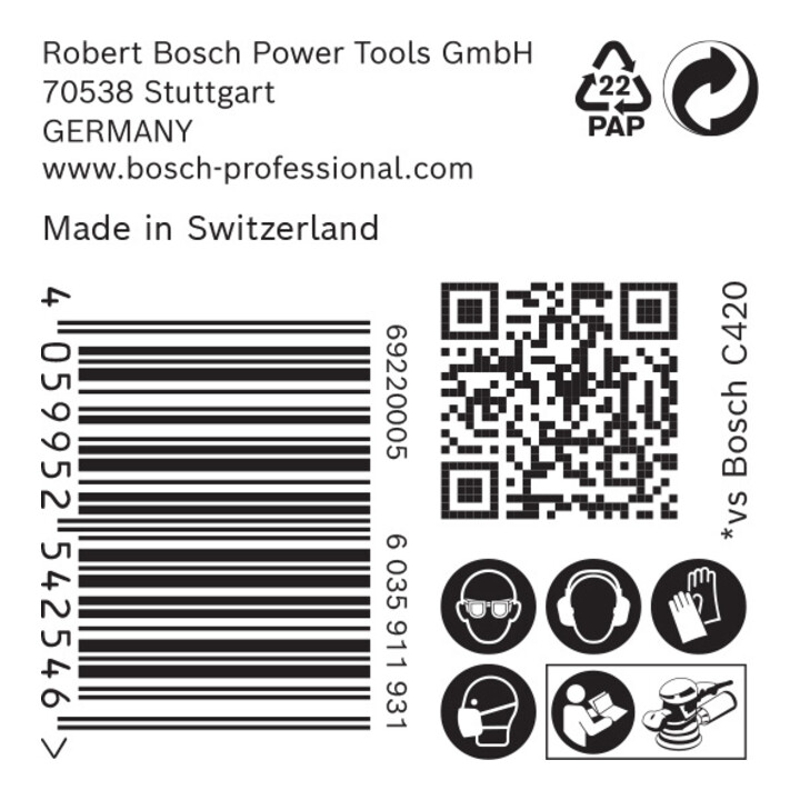 Bosch EXPERT C470 Schleifpapier mit 8 Löcher für Exzenterschleifer 125mm G 400 5-tlg. für Exzenterschleifer