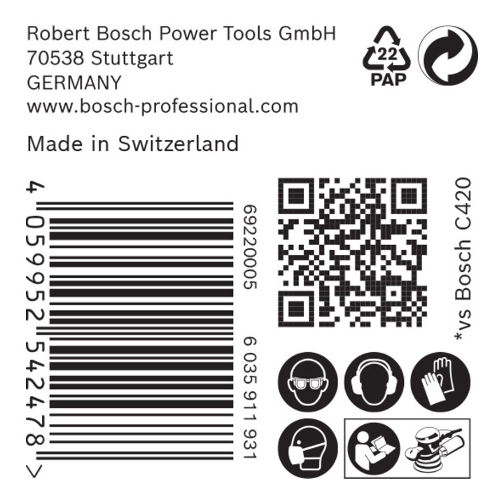 Bosch EXPERT C470 Schleifpapier mit 8 Löcher für Exzenterschleifer 125mm G 60 5-tlg. für Exzenterschleifer