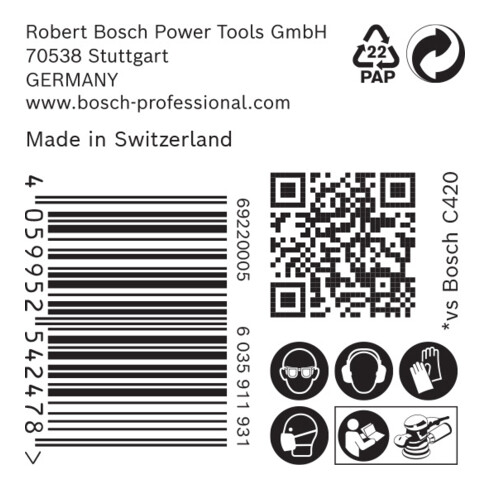 Bosch EXPERT C470 Schleifpapier mit 8 Löcher für Exzenterschleifer 125mm G 60 5-tlg. für Exzenterschleifer