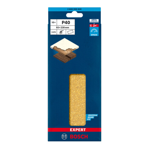 Bosch EXPERT C470 Schleifpapier ohne Löche für Schwingschleifer 93 x 230mm G 40 10-tlg. für Exzenterschleifer