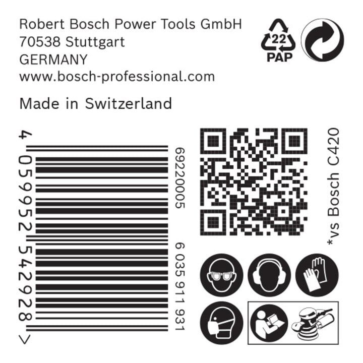 Bosch EXPERT C470 Schleifpapier ohne Löche für Winkelschleifer und Bohrer 125mm G 120 50-tlg. für Winkelschleifer mit X-LOCK und mit Spannmutter