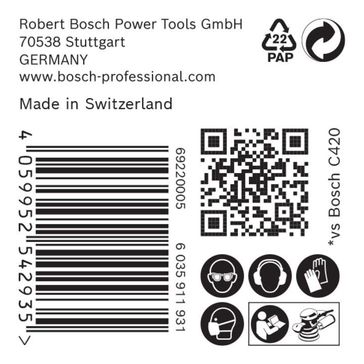 Bosch EXPERT C470 Schleifpapier ohne Löche für Winkelschleifer und Bohrer 125mm G 180 50-tlg. für Winkelschleifer mit X-LOCK und mit Spannmutter