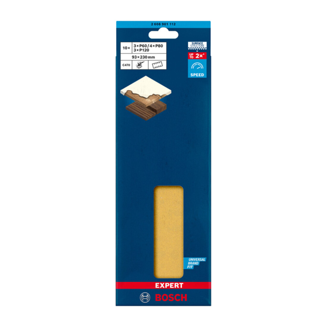 Bosch EXPERT C470 Schleifpapier-Se für Schwingschleifer 93 x 230mm G 3x60/4x80/3x120 10-tlg. für Exzenterschleifer