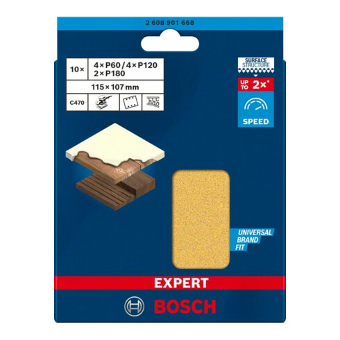 Bosch EXPERT C470 Schleifpapier-Set, 115 x 107 mm, G 60/120/180