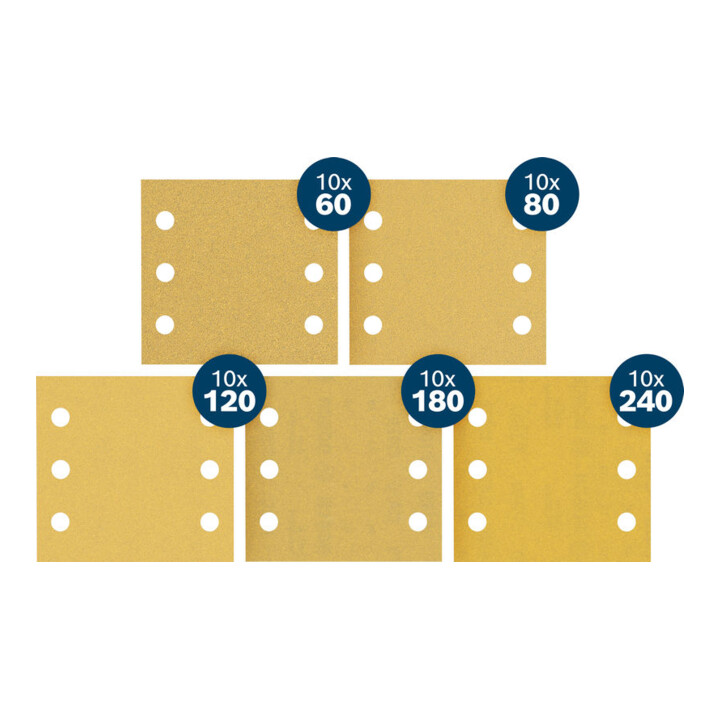 Bosch EXPERT C470 Schleifpapier Set, 115x107mm, K60|80|120|180|240, 50-tlg. Start Pack