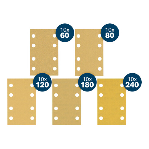 Bosch EXPERT C470 Schleifpapier Set, 80x133mm, K60|80|120|180|240, 50-tlg. Starter Pack