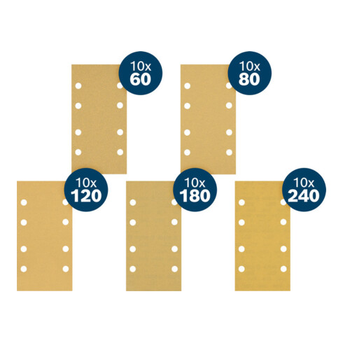 Bosch EXPERT C470 Schleifpapier Set, 93x186mm, K60|80|120|180|240, 50-tlg. Starter Pack
