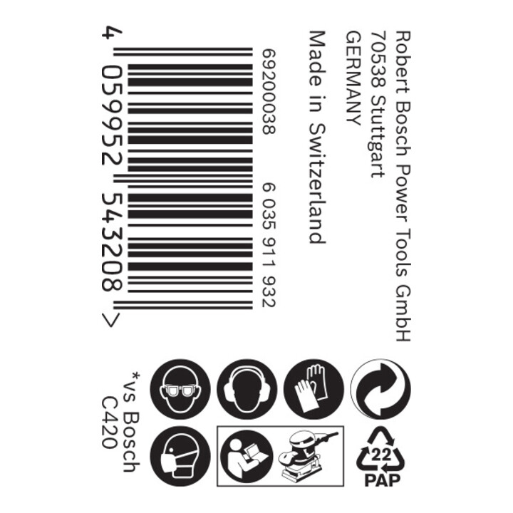 Bosch EXPERT C470 Schleifpapierrolle zum Handschleifen 115mm x 50m G 180 für Handschleifen