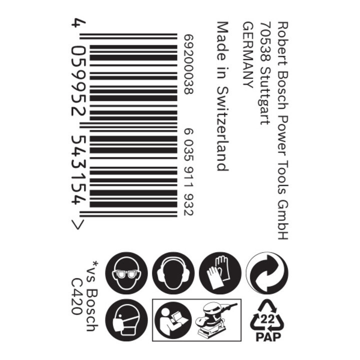 Bosch EXPERT C470 Schleifpapierrolle zum Handschleifen 115mm x 50m G 40 für Handschleifen