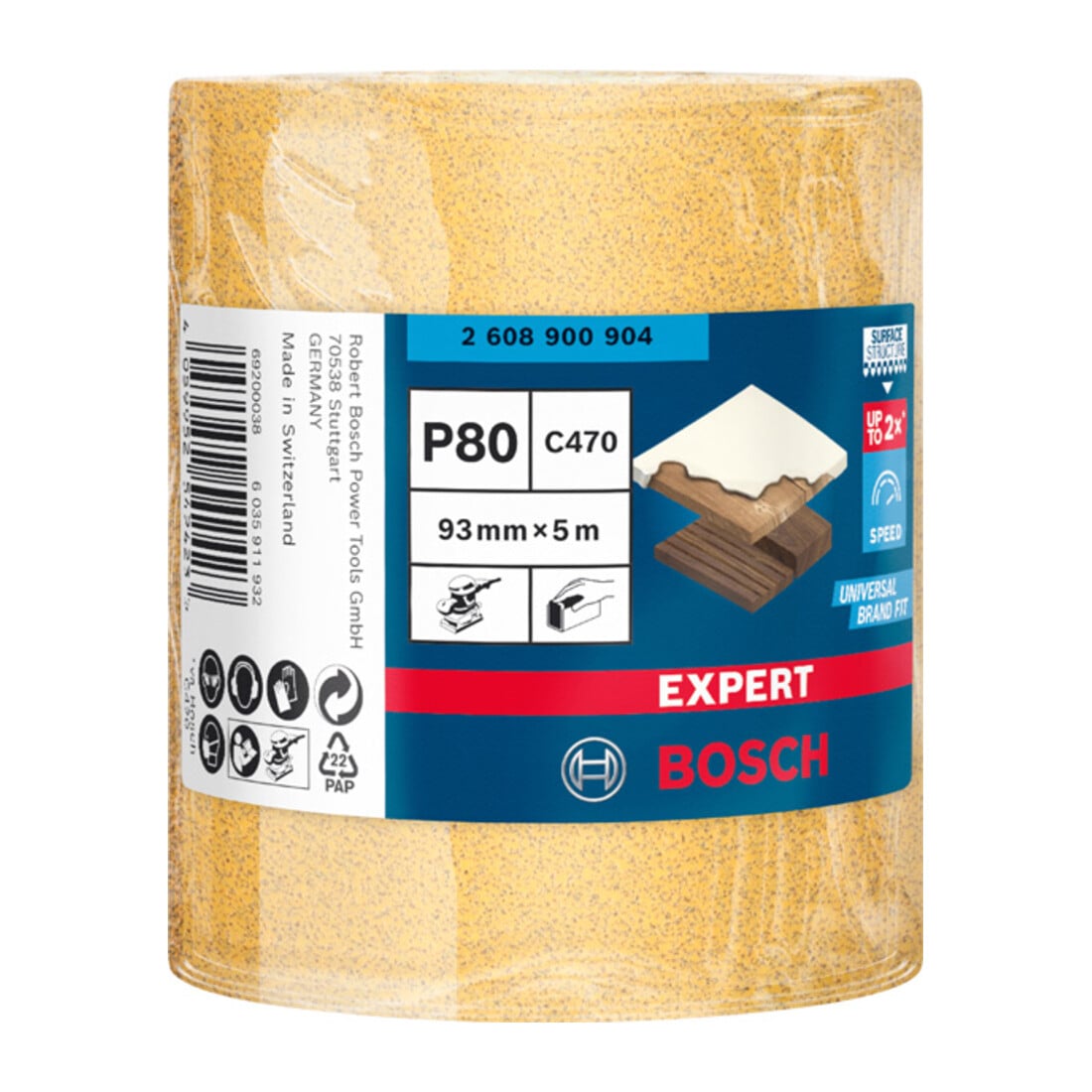 Bosch EXPERT C470 Schleifpapierrolle zum Handschleifen 93mm 5m G 80 für Handschleifen