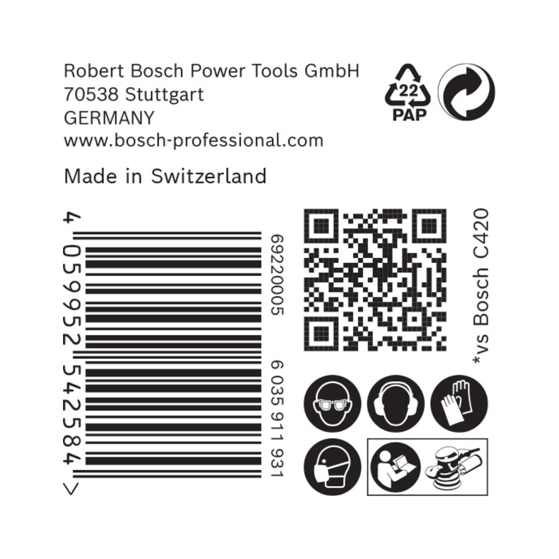 Bosch EXPERT C470 schuurpapier met 6 gaten voor excentrische schuurmachine 150mm G 100 5-pc. voor excentrische schuurmachine