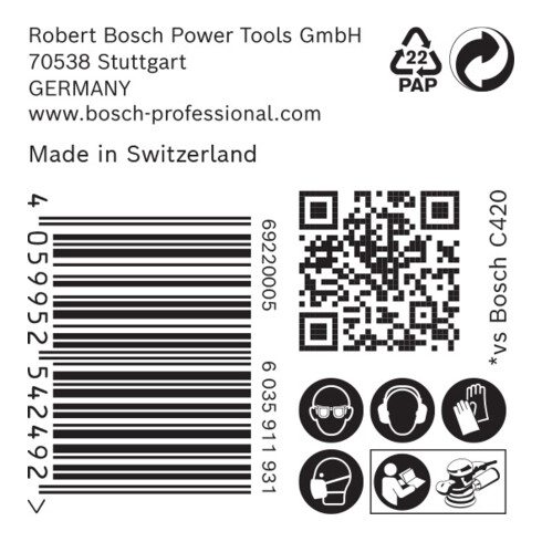 Bosch EXPERT C470 schuurpapier met 8 gaten voor excentrische schuurmachine 125mm G 100 5-dlg. voor excentrische schuurmachine