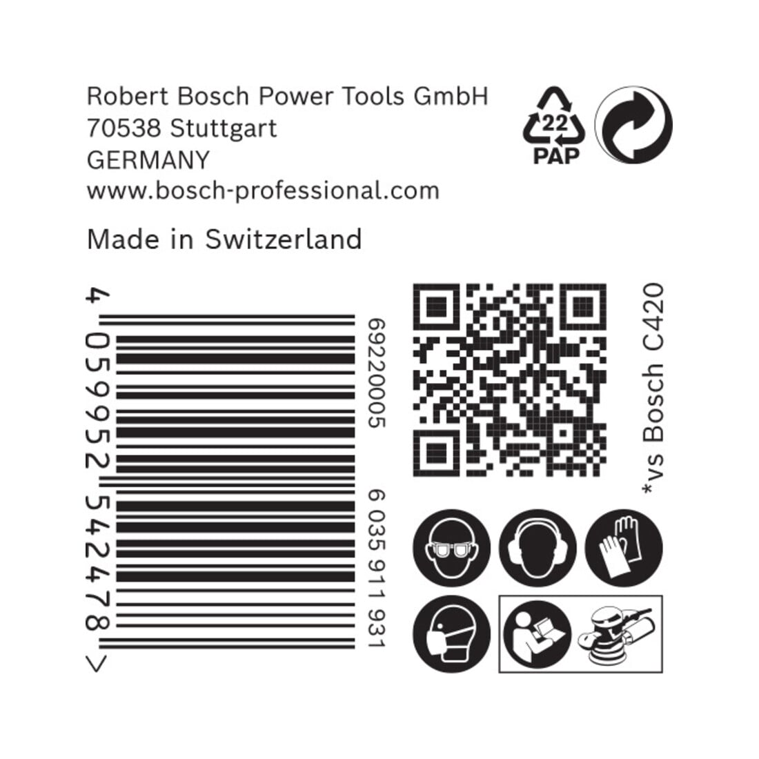 Bosch EXPERT C470 schuurpapier met 8 gaten voor excentrische schuurmachine 125mm G 60 5-dlg. voor excentrische schuurmachine