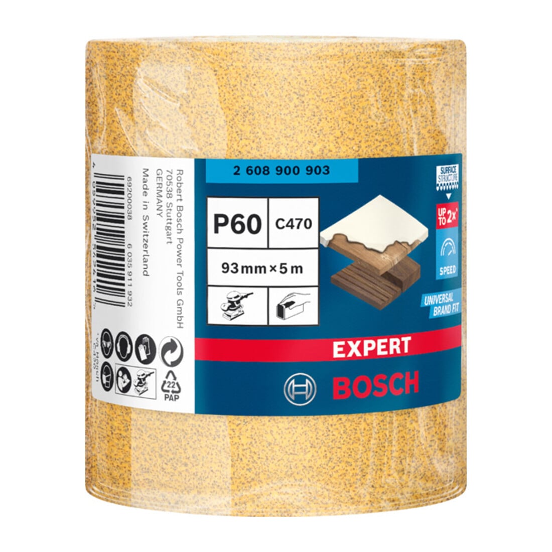 Bosch EXPERT C470 schuurpapierrol voor handschuren 93mm 5m G 60 voor handschuren