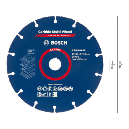 Bosch EXPERT Carbide Multi Wheel Trennscheibe, 180 mm, 22,23 mm