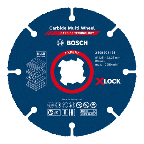 Bosch EXPERT Carbide Multi Wheel X-LOCK Trennscheibe 125mm 22,23mm für Winkelschleifer mit X-LOCK und mit Spannmutter