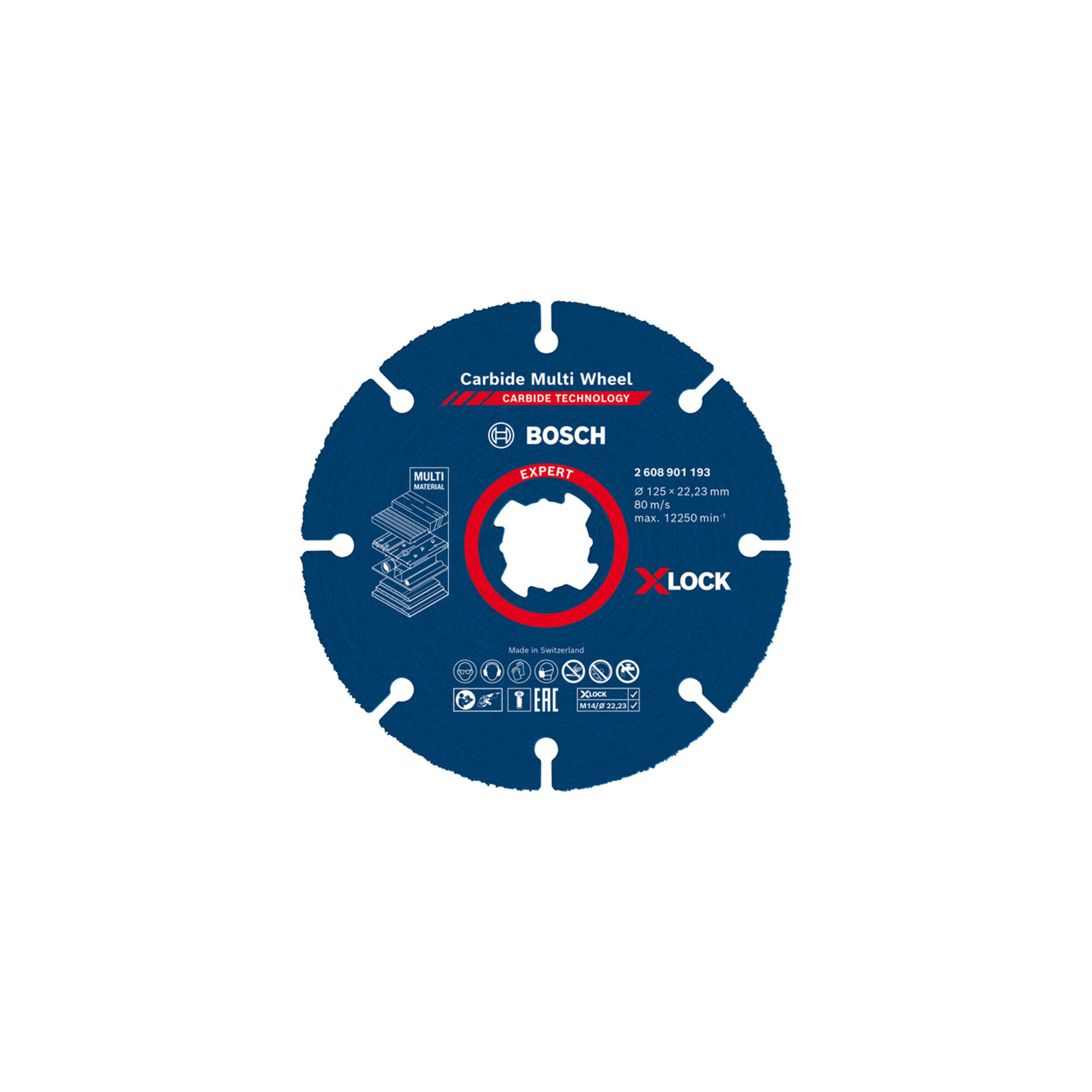 BOSCH EXPERT Carbide Multi Wheel X-LOCK Trennscheibe 125mm 22,23mm für Winkelschleifer mit X-LOCK und mit Spannmutter