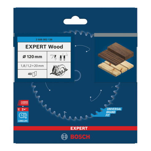 Bosch EXPERT Cirkelzaagblad hout, 120x20 mm, Z40