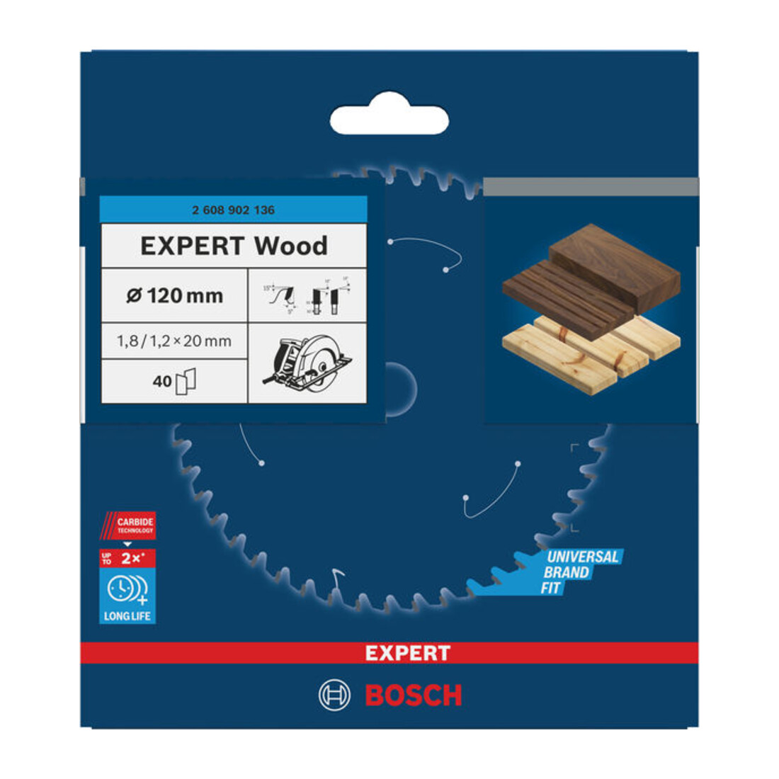 Bosch EXPERT Cirkelzaagblad hout, 120x20 mm, Z40