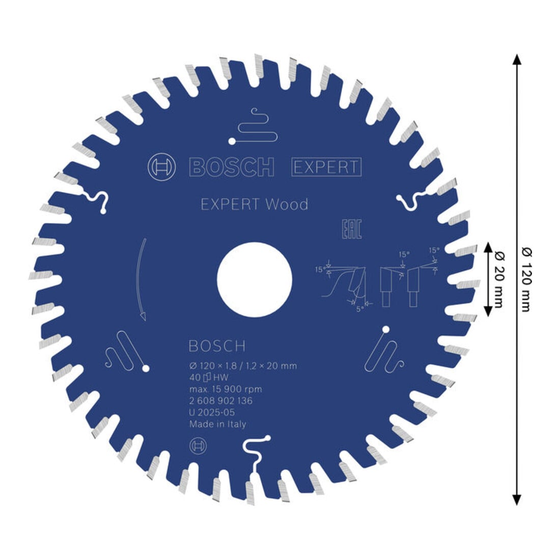Bosch EXPERT Cirkelzaagblad hout, 120x20 mm, Z40