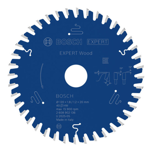 Bosch EXPERT Cirkelzaagblad hout, 120x20 mm, Z40