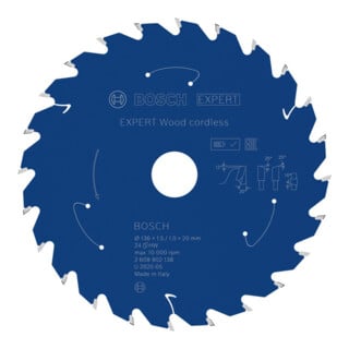 Bosch EXPERT Cirkelzaagblad hout, 136x20 mm, Z24