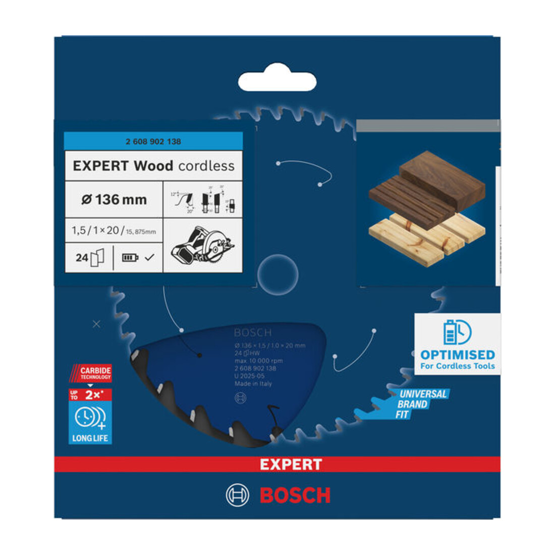 Bosch EXPERT Cirkelzaagblad hout, 136x20 mm, Z24