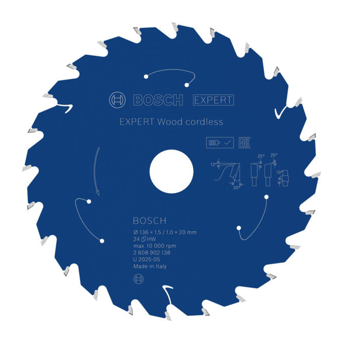 Bosch EXPERT Cirkelzaagblad hout, 136x20 mm, Z24